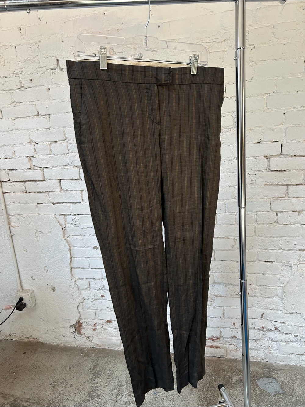 Hache Brown Pinstripe Dress Pants